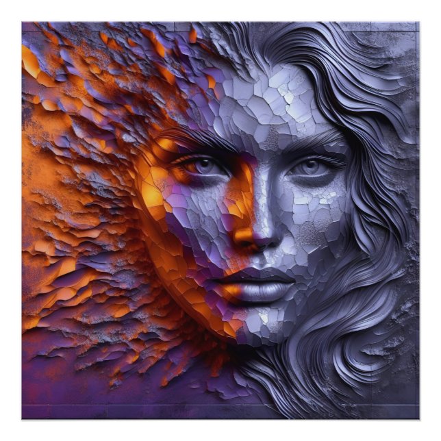 An Abstract Portrait Of Woman's Face - 3D Embossed Photo Print (Front)