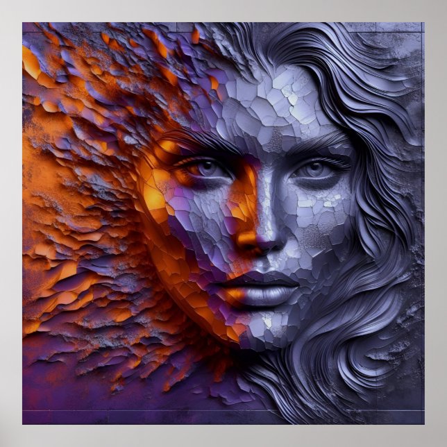 An Abstract Portrait Of Woman's Face - 3D Embossed Poster (Front)