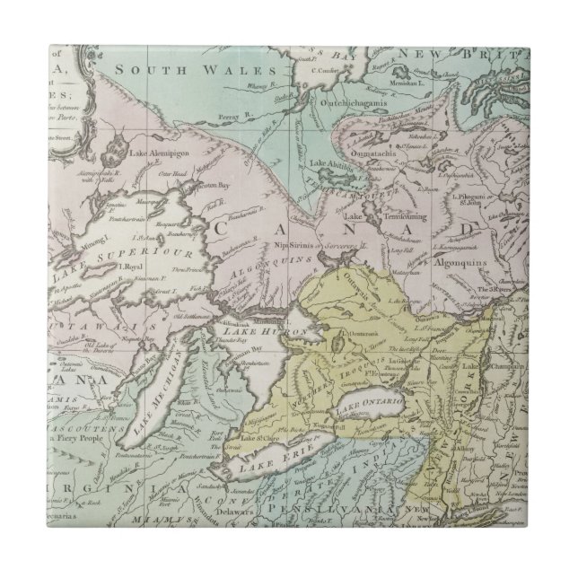 An Accurate Map of Canada, 1761 Ceramic Tile (Front)
