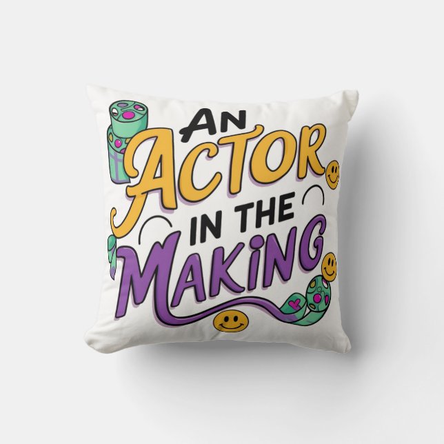 An actor in the making throw pillow (Front)