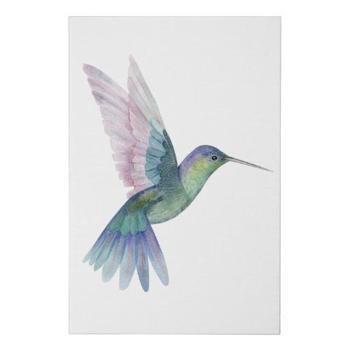 An adorable Hummingbird rendered in watercolor Faux Canvas Print