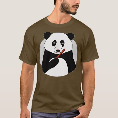 An Adorable Panda holding a Bamboo T_Shirt