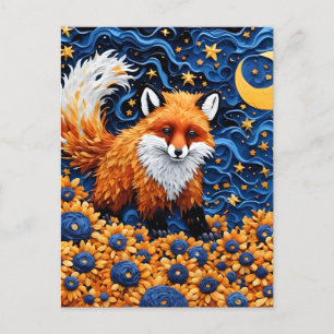 An Adorable Red Fox in the Blueberry Galaxy Postcard