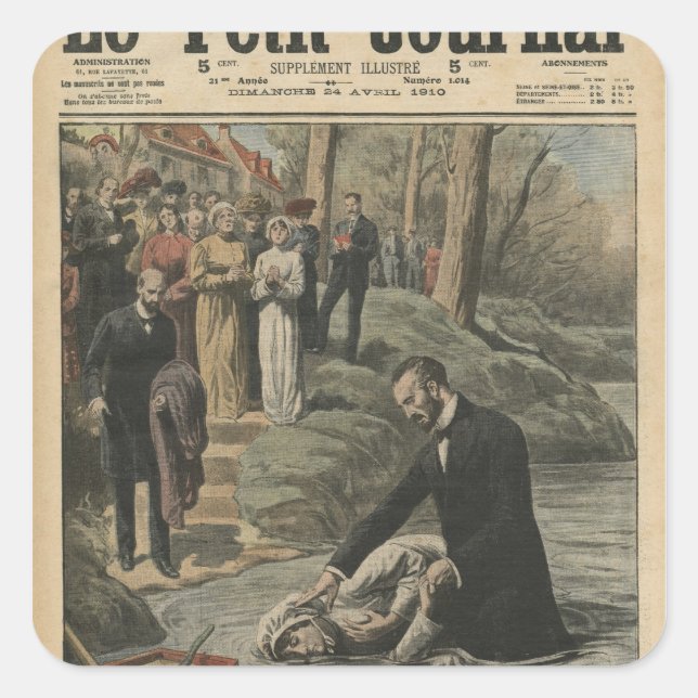 An Adventist baptism in La Marne Square Sticker (Front)