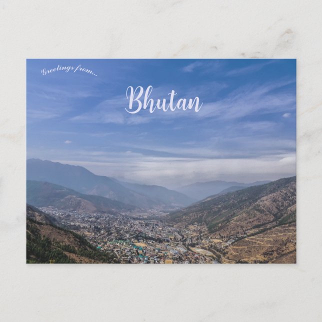 An Aerial View of Thimphu Bhutan Postcard (Front)