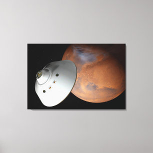 An Aeroshell-Encased Spacecraft Approaching Mars. Canvas Print
