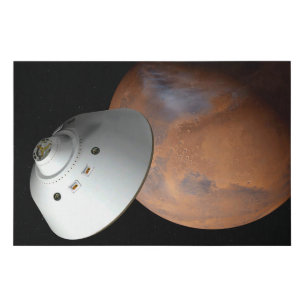 An Aeroshell-Encased Spacecraft Approaching Mars. Faux Canvas Print