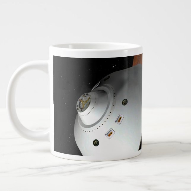 An Aeroshell-Encased Spacecraft Approaching Mars. Giant Coffee Mug (Left)