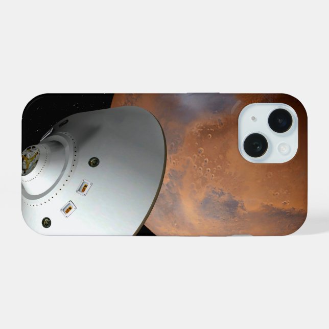 An Aeroshell-Encased Spacecraft Approaching Mars. iPhone 15 Case (Back Horizontal)