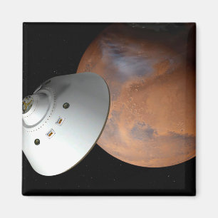 An Aeroshell-Encased Spacecraft Approaching Mars. Magnet