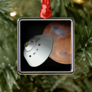 An Aeroshell-Encased Spacecraft Approaching Mars. Metal Ornament