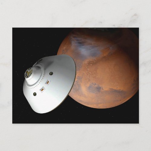 An Aeroshell_Encased Spacecraft Approaching Mars Postcard