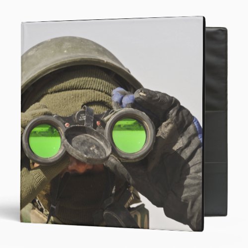 An Afghan soldier scans the horizon 3 Ring Binder