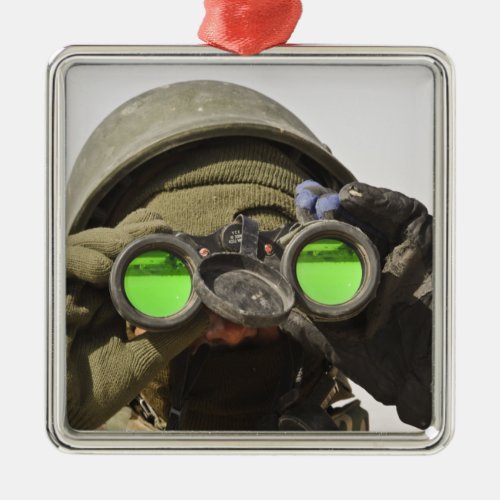 An Afghan soldier scans the horizon Metal Ornament