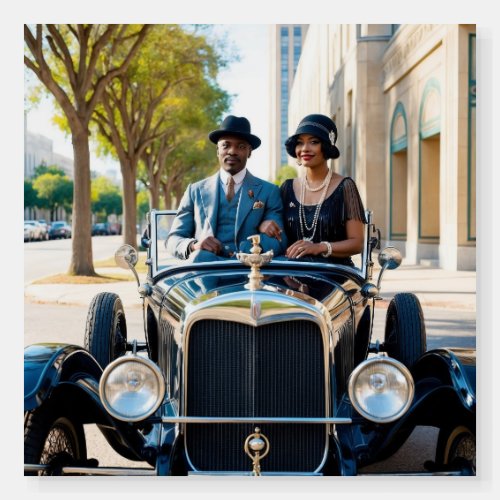 An African American couple driving a car Foam Board