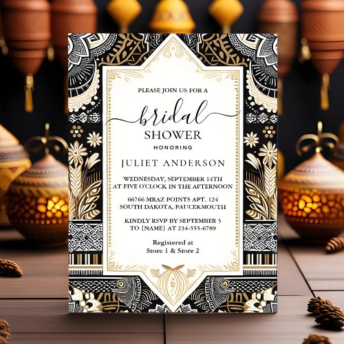 An African Brown Traditional Nigeria Bridal Shower Invitation