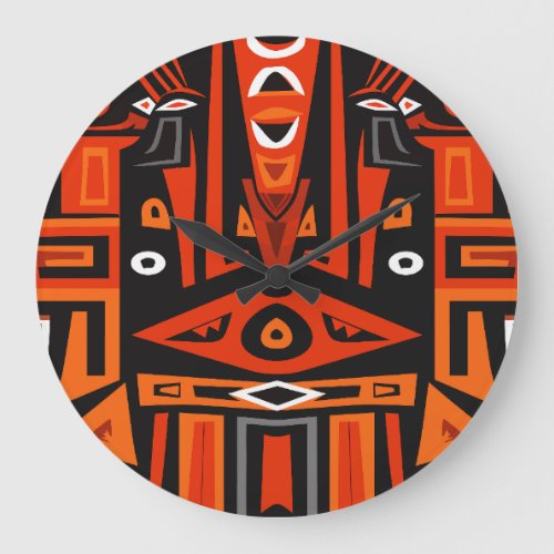An African design reminiscent of Bogolan fabrics Large Clock