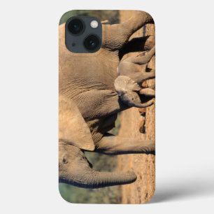 An African Elephant mother and calf on the move iPhone 13 Case