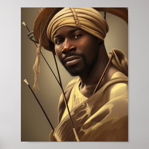 An African hunter AI generated art Poster