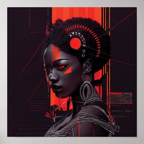 An Afrofuturism style semi glossy poster