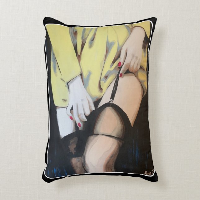 'An Afternoon Affair' Painting on a  Accent Pillow (Front(Vertical))