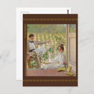 An Afternoon on the Porch by Vittorio Corcos Postcard