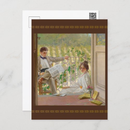 An Afternoon on the Porch by Vittorio Corcos Postcard
