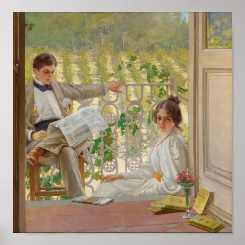 An Afternoon on the Porch by Vittorio Corcos Poster