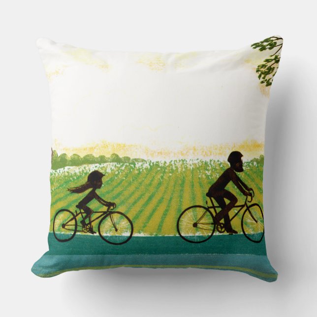 An Afternoon Ride Throw Pillow (Front)