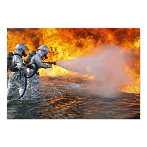 An aircraft rescue firefighting team photo print