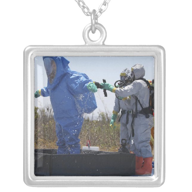 An airman stands in a tub silver plated necklace (Front)