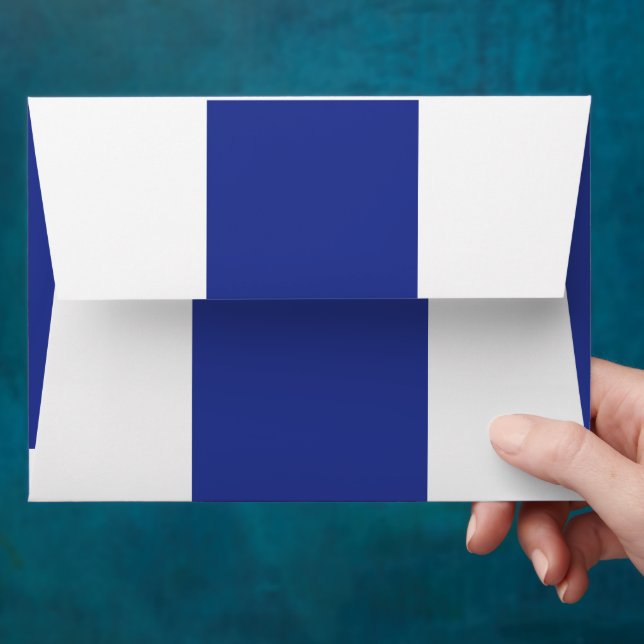 an airplane flying in the sky with a blue backgrou envelope (Hand)