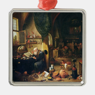 An Alchemist in his Workshop Metal Ornament