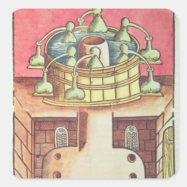An alchemist's water-bath or bain-marie square sticker (Front)