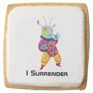 An Alien Made of Candy Square Shortbread Cookie
