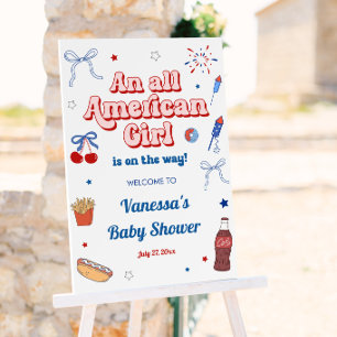 An All American Girl Baby Shower Welcome Foam Board