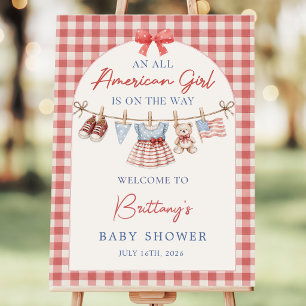 An All American Girl Baby Shower Welcome Foam Board