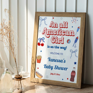 An All American Girl Baby Shower Welcome Poster
