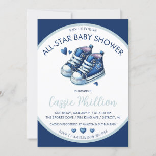 An All-Star Baby Shower, Blue High Top Sneakers  Invitation