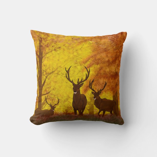 An amazing ilustration of deerdeer,hunting,animal, throw pillow (Front)
