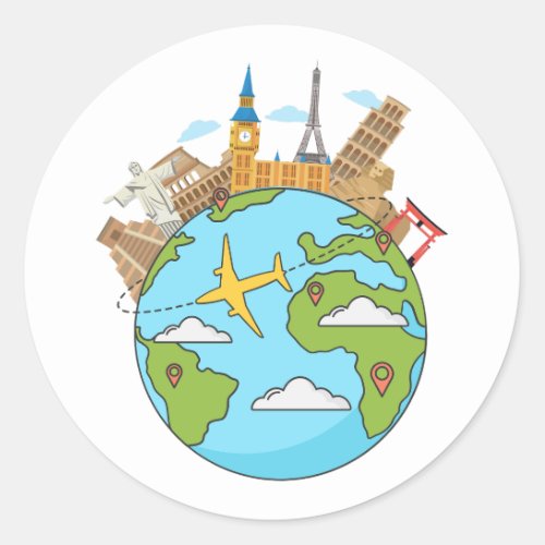 an amazing travel lover logo classic round sticker