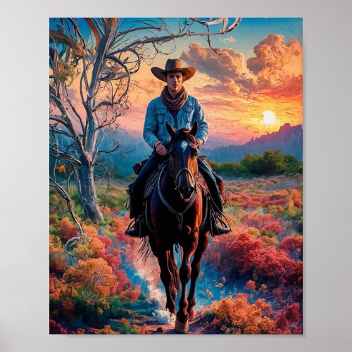 An American cowboy digital art  Poster