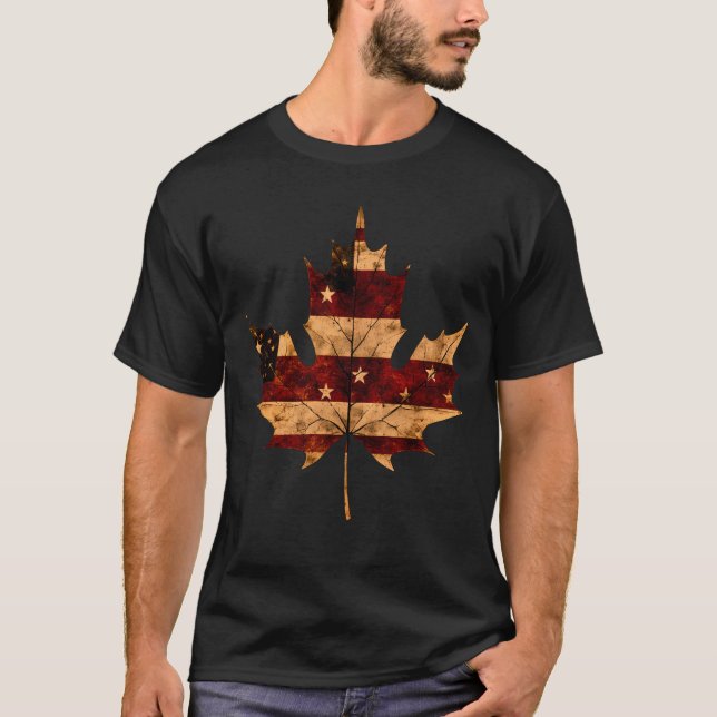  An American flag in the shape of an autumn leaf T-Shirt (Front)