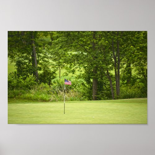An American Flag on a Golf Green Poster