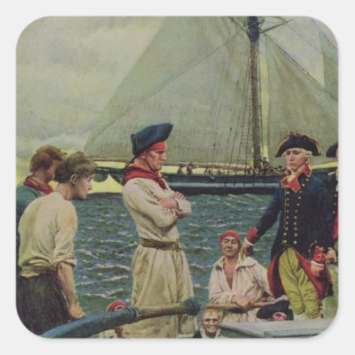 An American Privateer Taking a British Prize Square Sticker