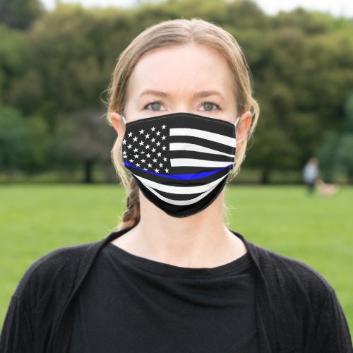 An American Thin Blue Line on a Adult Cloth Face Mask