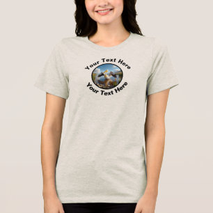 An American White Pelican with Custom Text Tri-Blend Shirt