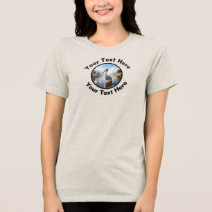 An American White Pelican with Custom Text Tri-Blend Shirt