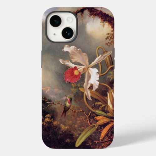 An Amethyst Hummingbird with a White Orchid Case_Mate iPhone 14 Case