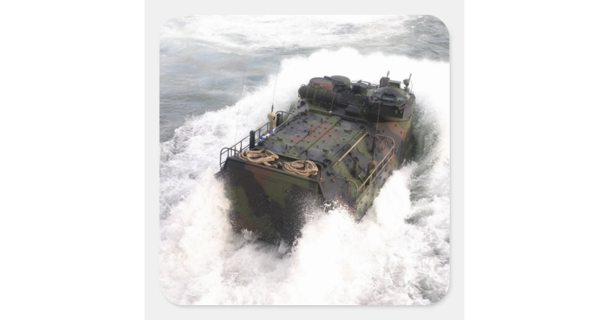 An amphibious assault vehicle 2 square sticker | Zazzle